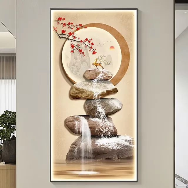 Manufacturers Direct Sales Porch Decorative Painting Apartment Led Light Painting Crystal Porcelain Painting Wall Art Home Decor