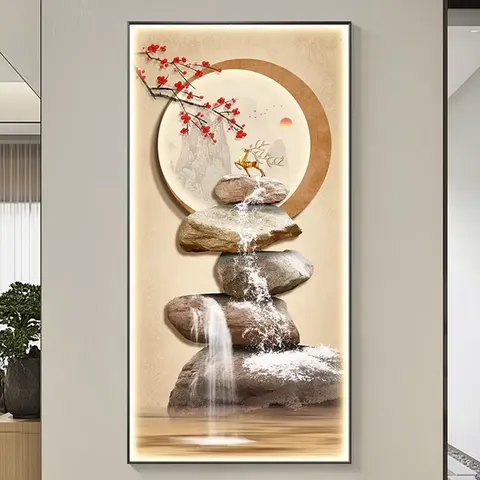 Manufacturers Direct Sales Porch Decorative Painting Apartment Led Light Painting Crystal Porcelain Painting Wall Art Home Decor