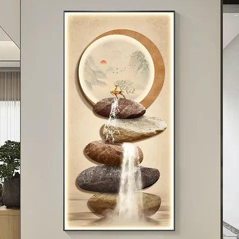 Manufacturers Direct Sales Porch Decorative Painting Apartment Led Light Painting Crystal Porcelain Painting Wall Art Home Decor