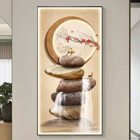 Manufacturers Direct Sales Porch Decorative Painting Apartment Led Light Painting Crystal Porcelain Painting Wall Art Home Decor