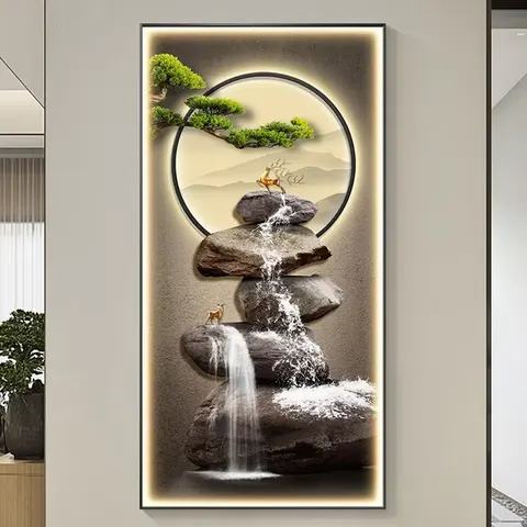 Manufacturers Direct Sales Porch Decorative Painting Apartment Led Light Painting Crystal Porcelain Painting Wall Art Home Decor
