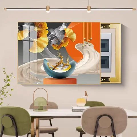 Manufacturers Wholesale Elk Animal Painting Restaurant Electric Box Cover Free Punching Wall Beautification Power Block Murals