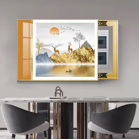 Manufacturers Wholesale Elk Animal Painting Restaurant Electric Box Cover Free Punching Wall Beautification Power Block Murals