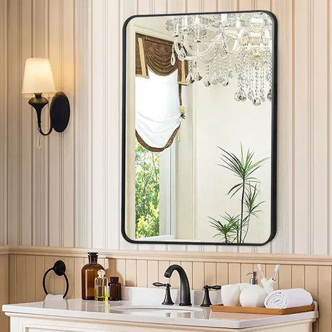 Manufacturers Wholesale Glass Modern Round Corner Vanity Mirror Wall Hanging Hotel Bathroom High Quality Room