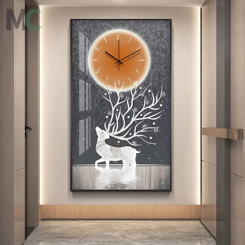 Manufacturers Wholesale High Quality Antler Wall Clock Home Decoration Living Room Crystal Painting and Wall Art Painting