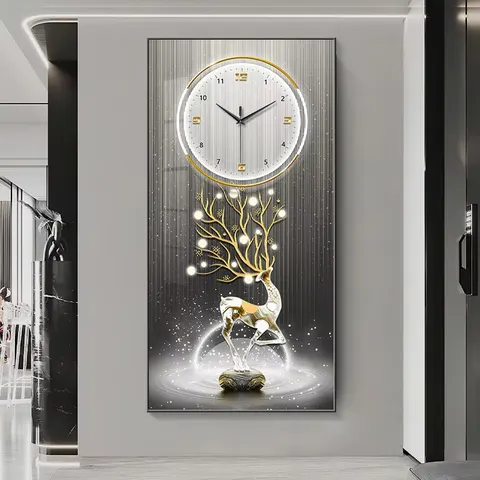 Manufacturers Wholesale High Quality Antler Wall Clock Home Decoration Living Room Crystal Painting and Wall Art Painting