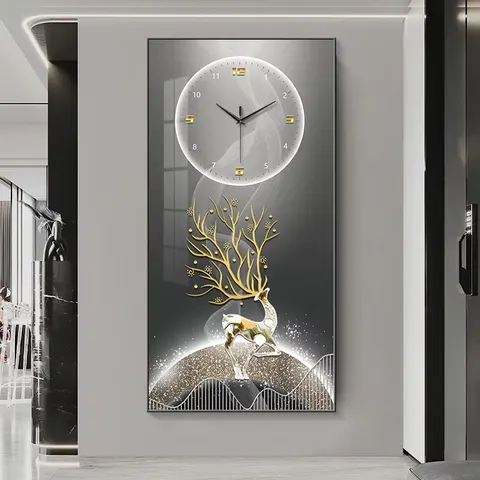 Manufacturers Wholesale High Quality Antler Wall Clock Home Decoration Living Room Crystal Painting and Wall Art Painting