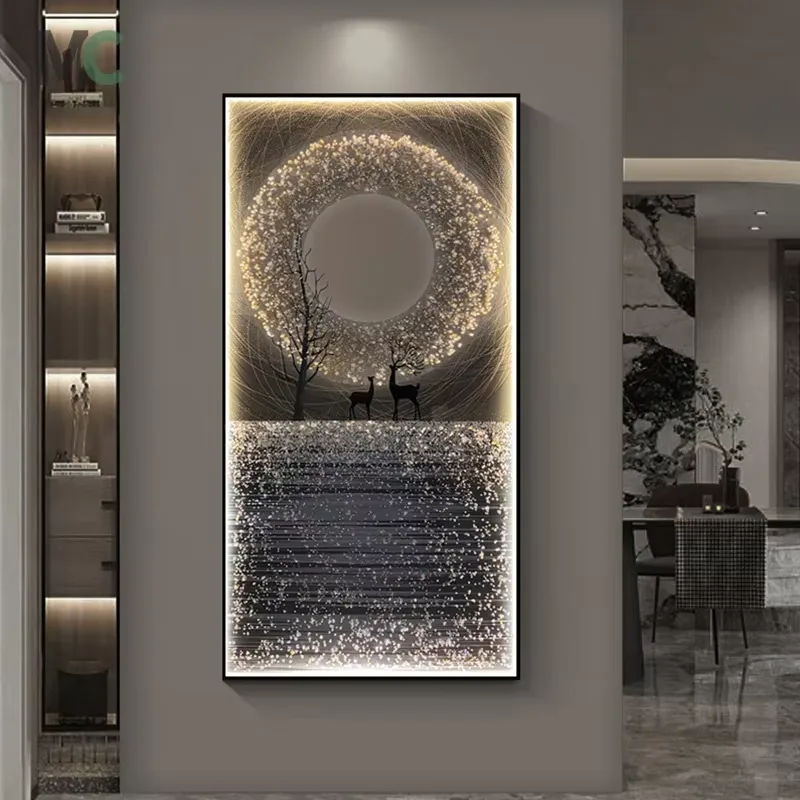 动物 单幅 装饰画 现代简约 客厅背景墙挂画 LED带灯画