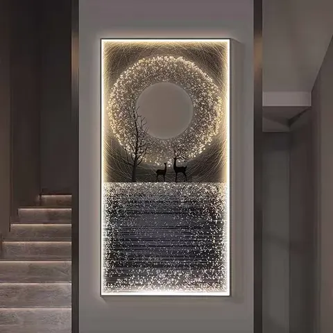 动物 单幅 装饰画 现代简约 客厅背景墙挂画 LED带灯画