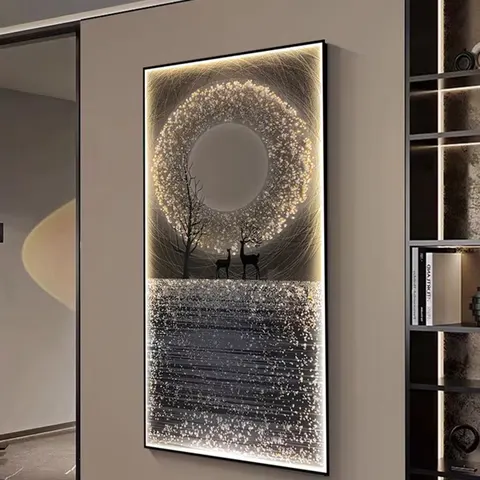 动物 单幅 装饰画 现代简约 客厅背景墙挂画 LED带灯画