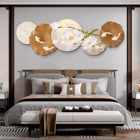 Manufacturers Wholesale Nine Fish Diagram Crystal Porcelain Painting Sofa Background Wall Art LED Decor Painting