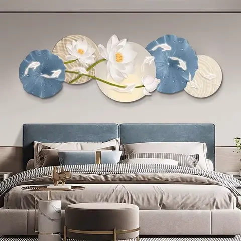 Manufacturers Wholesale Nine Fish Diagram Crystal Porcelain Painting Sofa Background Wall Art LED Decor Painting