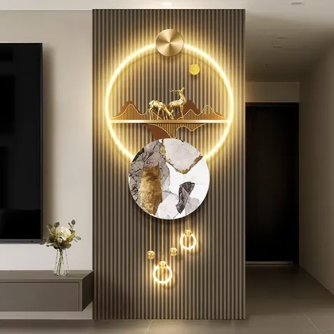 Metal Pendant Art Television Background Wall Home Decor Painting Glowed Acrylic LED Painting