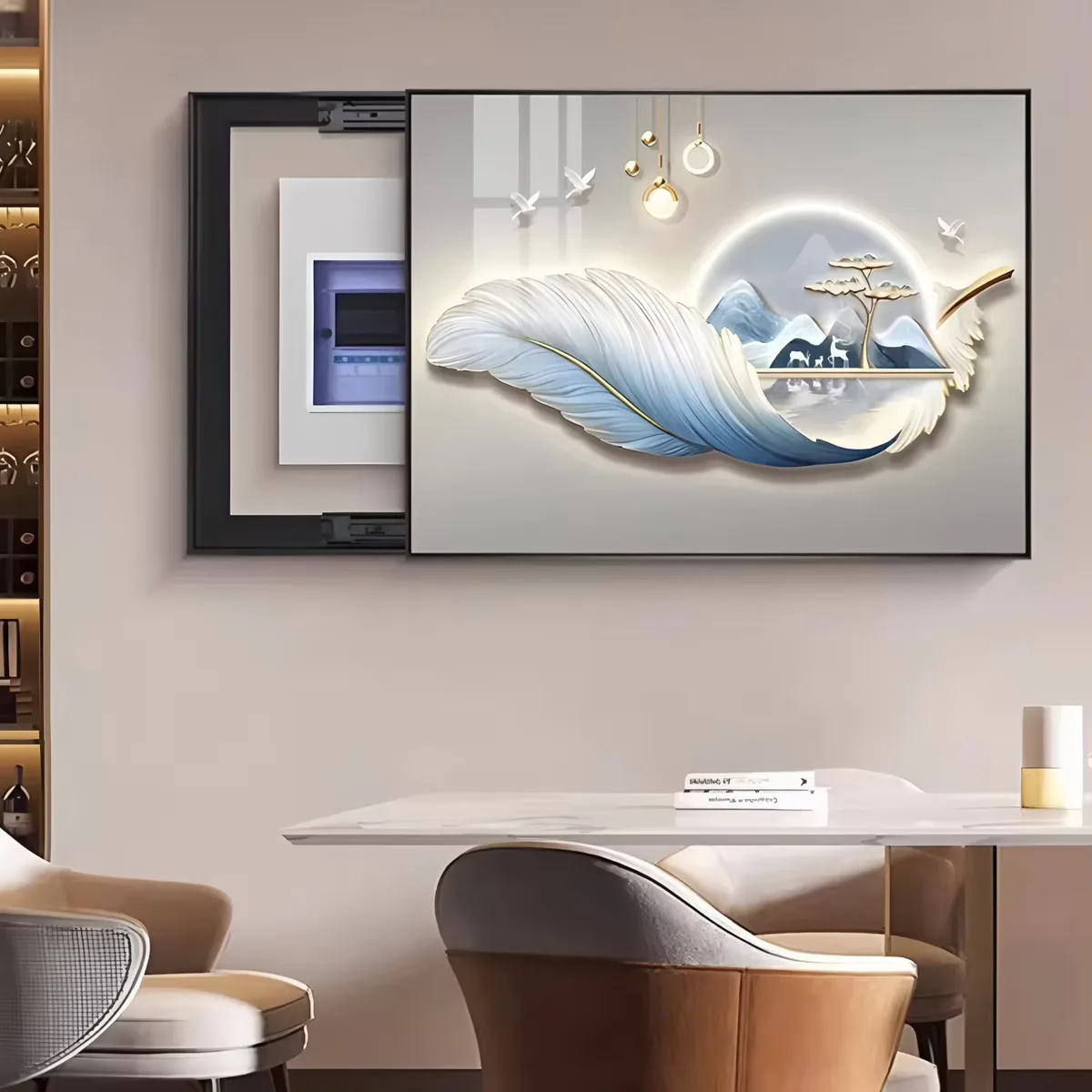 Meter Box Decorative Painting Modern Light Luxury Meter Cover Box Empty Open Current Box Hanging Painting