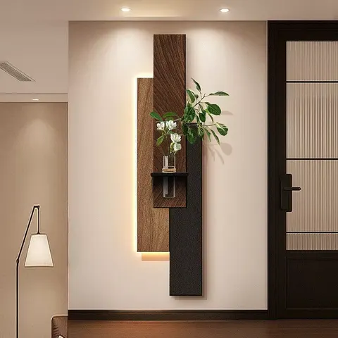 Minimalism Black and White Entrance Hall Art Home Decor Painting Sandstone Texture Hydroponic Plants Wall Painting
