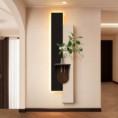 Minimalism Black and White Entrance Hall Art Home Decor Painting Sandstone Texture Hydroponic Plants Wall Painting