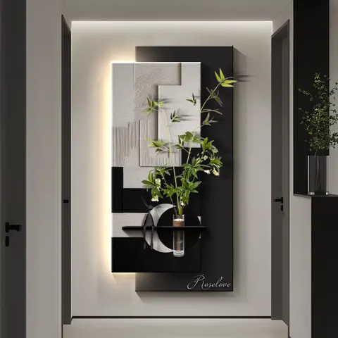 Minimalism Entrance Hall Home Decorative Painting Hydroponics Green Plants Sandstone Wall Painting