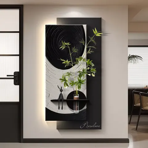 Minimalism Entrance Hall Home Decorative Painting Hydroponics Green Plants Sandstone Wall Painting