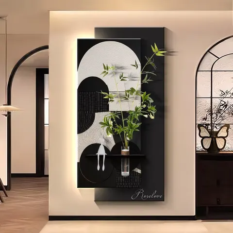 Minimalism Entrance Hall Home Decorative Painting Hydroponics Green Plants Sandstone Wall Painting