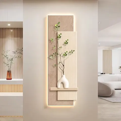 Minimalism Home Decor PaintingsThree-dimensional Green Plant Sandstone Painting Corridor Background Wall LED Painting