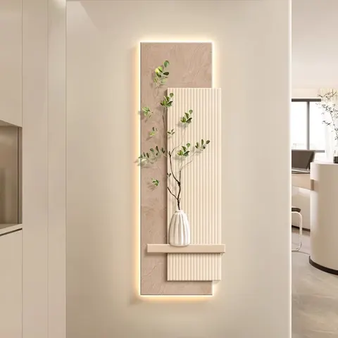 Minimalism Home Decor PaintingsThree-dimensional Green Plant Sandstone Painting Corridor Background Wall LED Painting