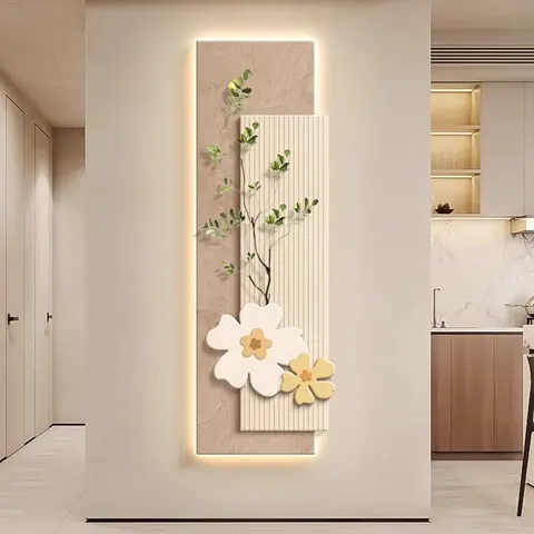 Minimalism Home Decor PaintingsThree-dimensional Green Plant Sandstone Painting Corridor Background Wall LED Painting