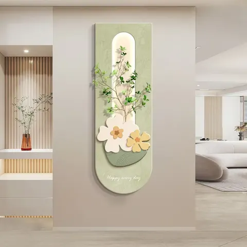 Minimalism Home Decor PaintingsThree-dimensional Green Plant Sandstone Painting Corridor Background Wall LED Painting