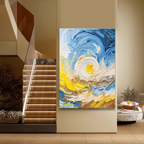 Minimalism Modern Healing Sunrise Sandstone Hanging Painting Living Room Entrance Texture Abstract Art Home Decor Paintings