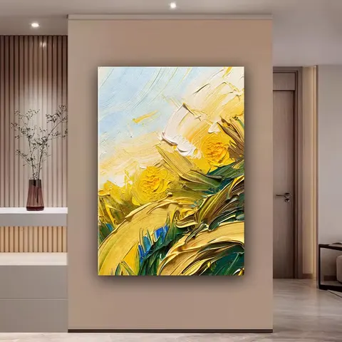 Minimalism Modern Healing Sunrise Sandstone Hanging Painting Living Room Entrance Texture Abstract Art Home Decor Paintings