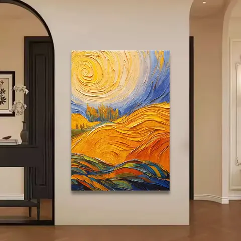 Minimalism Modern Healing Sunrise Sandstone Hanging Painting Living Room Entrance Texture Abstract Art Home Decor Paintings