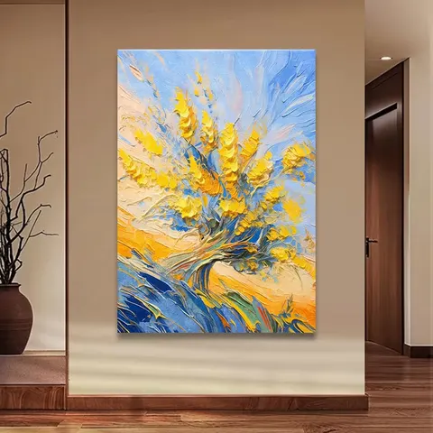 Minimalism Modern Healing Sunrise Sandstone Hanging Painting Living Room Entrance Texture Abstract Art Home Decor Paintings