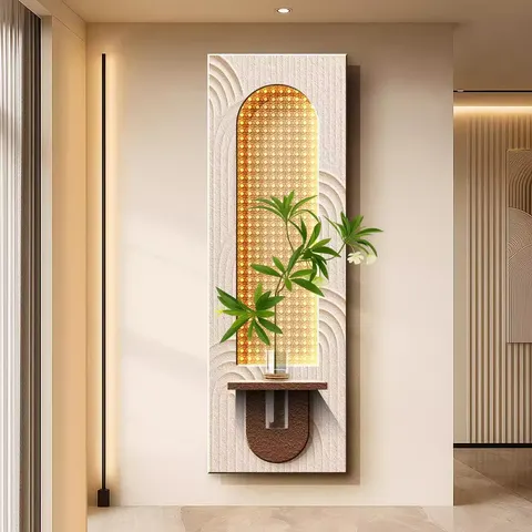 Minimalism Three-dimensional Sandstone Sofa Background Wall Home Decor Paintings Hydroponic Green Plants Art Decor Paintings