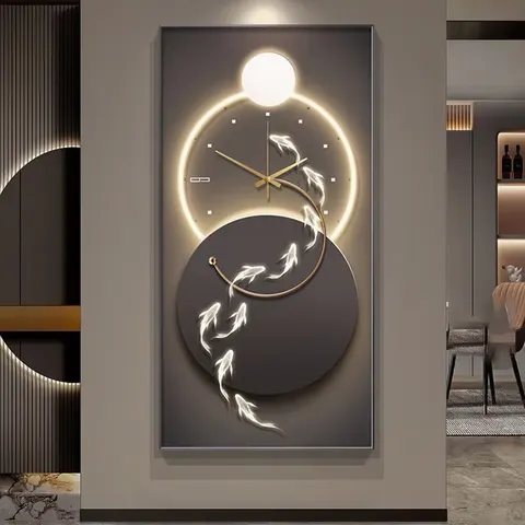 抽象 单幅 装饰画 现代简约 玄关背景墙挂画 挂钟