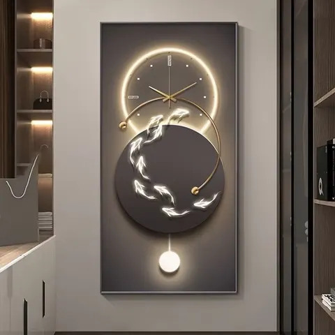 抽象 单幅 装饰画 现代简约 玄关背景墙挂画 挂钟