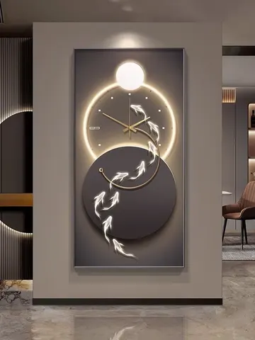 抽象 单幅 装饰画 现代简约 玄关背景墙挂画 挂钟