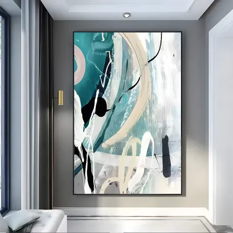 抽象 单幅 装饰画 侘寂风 玄关背景墙挂画