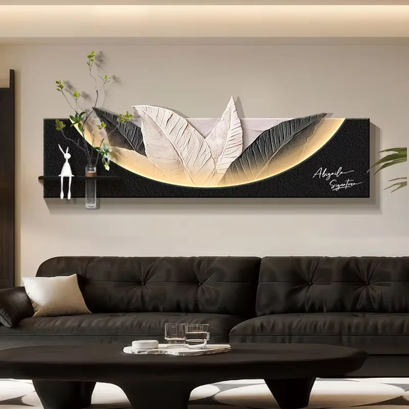 Minimalist Living Room Sofa Background Wall Art Decor Paintings Hydroponic Plants Three-dimensional Sandstone Mural