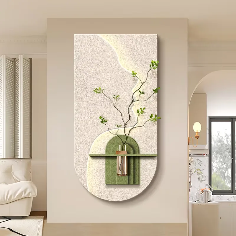 Minimalist Style Hydroponic Plants Art Home Decor Painting Entrance Hall Sandstone Glowed LED Painting