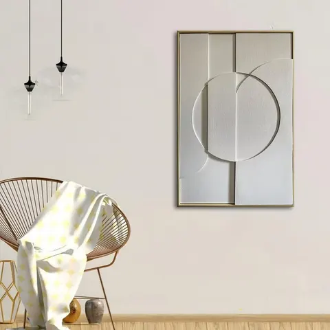Minimalist White Relief Sculpture Art Home Furnishings Decorative Painting Handmade Production Sandstone Wall Murals