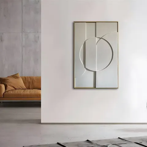 Minimalist White Relief Sculpture Art Home Furnishings Decorative Painting Handmade Production Sandstone Wall Murals
