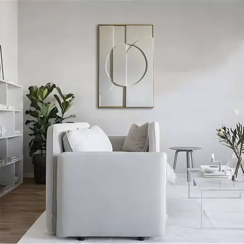 Minimalist White Relief Sculpture Art Home Furnishings Decorative Painting Handmade Production Sandstone Wall Murals