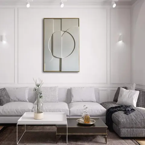 Minimalist White Relief Sculpture Art Home Furnishings Decorative Painting Handmade Production Sandstone Wall Murals