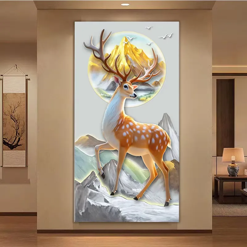 抽象 单幅 装饰画 现代简约 玄关背景墙挂画 LED带灯画
