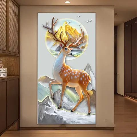 抽象 单幅 装饰画 现代简约 玄关背景墙挂画 LED带灯画