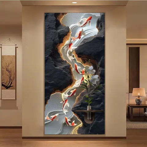 Modern 3D Relief LED Decor Painting Vertical Entrance Hallway Wall Art Painting