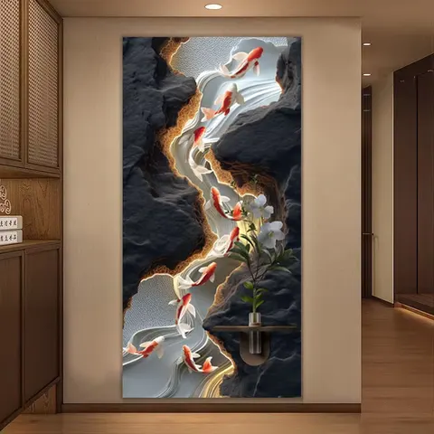 Modern 3D Relief LED Decor Painting Vertical Entrance Hallway Wall Art Painting