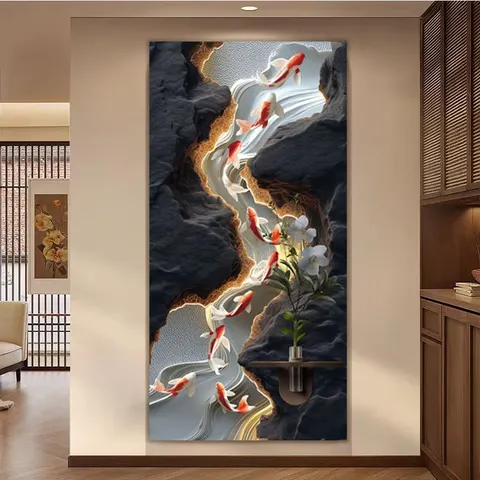 Modern 3D Relief LED Decor Painting Vertical Entrance Hallway Wall Art Painting