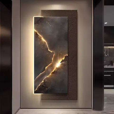 抽象 单幅 装饰画 现代简约 客厅背景墙挂画 LED带灯画