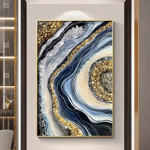 Modern Abstract Home Decor Paintings Living Room with LED Glow Inlaid with Diamond Painting Porch Crystal Porcelain Mural