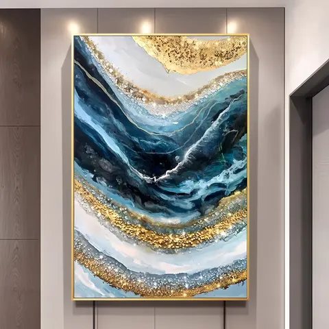 Modern Abstract Home Decor Paintings Living Room with LED Glow Inlaid with Diamond Painting Porch Crystal Porcelain Mural